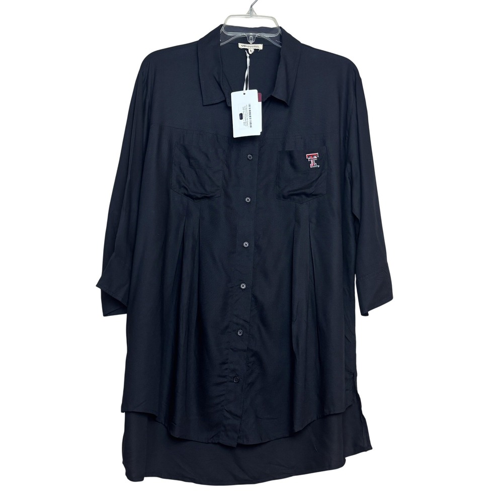 NWT Texas Tech Red Raiders‎ UG Apparel Womens L Black 3/4 Sleeve Blouse Shirt